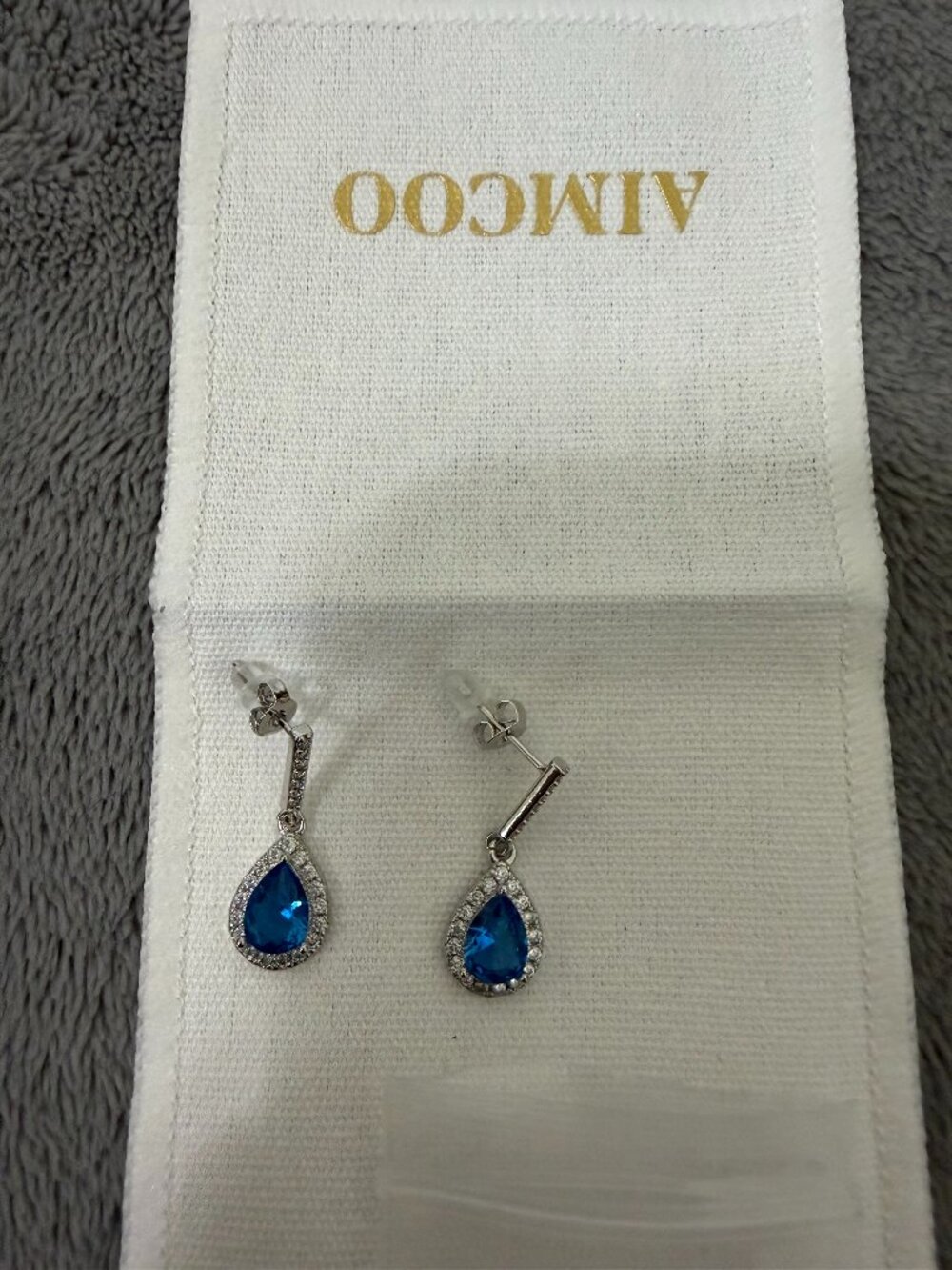 Aimcoo New in the Box 925 Sterling Silver Dangle Drop Earrings Blue